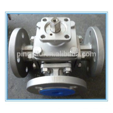 stainless steel three way flange ball valve for pipeline of nitric acid wcb316